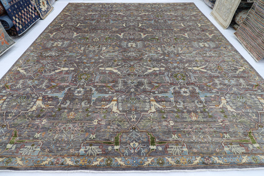 368 x 445 cm | Large Oriental Bidjar Area Rug Afghan Hand Knotted Veg Dye Wool carpet