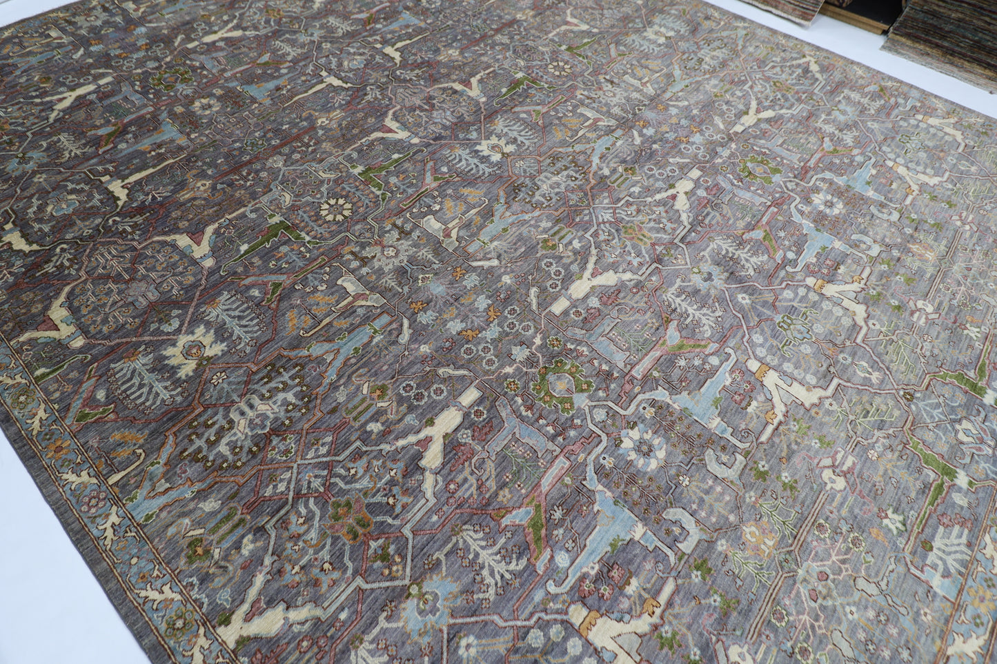 368 x 445 cm | Large Oriental Bidjar Area Rug Afghan Hand Knotted Veg Dye Wool carpet