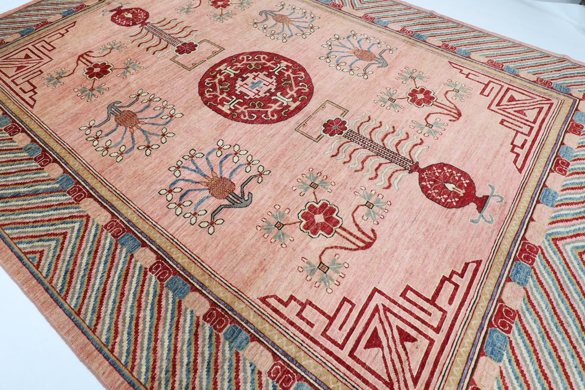 308 x 412 cm | Pink Khotan Afghan Veg Dye Wool carpet