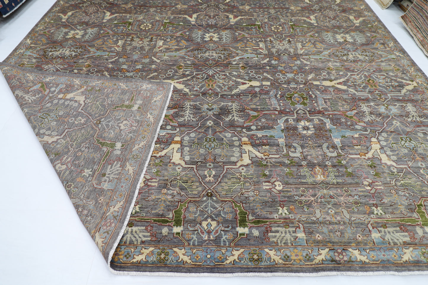 368 x 445 cm | Large Oriental Bidjar Area Rug Afghan Hand Knotted Veg Dye Wool carpet