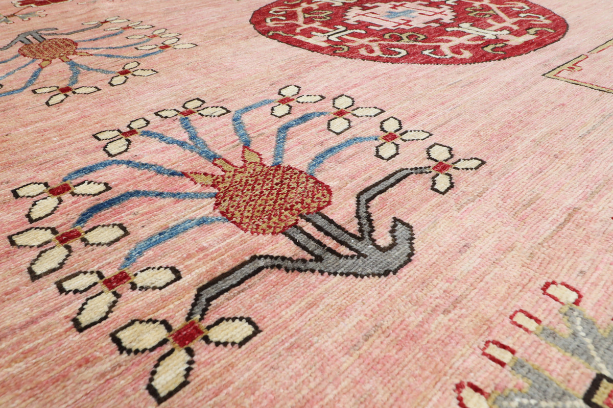 308 x 412 cm | Pink Khotan Afghan Veg Dye Wool carpet