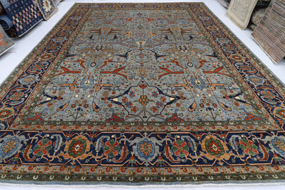358 x 454 cm | Oriental Bidjar Gray Area Rug Afghan Hand Knotted Veg Dye Wool carpet
