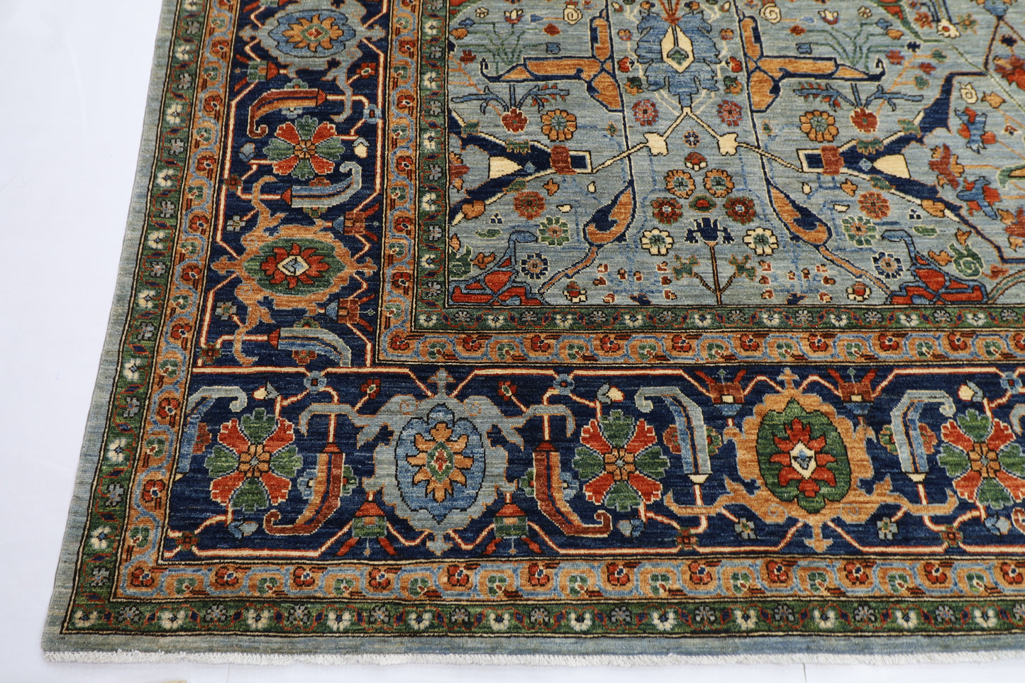 358 x 454 cm | Oriental Bidjar Gray Area Rug Afghan Hand Knotted Veg Dye Wool carpet