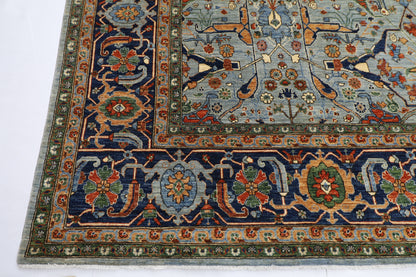358 x 454 cm | Oriental Bidjar Gray Area Rug Afghan Hand Knotted Veg Dye Wool carpet