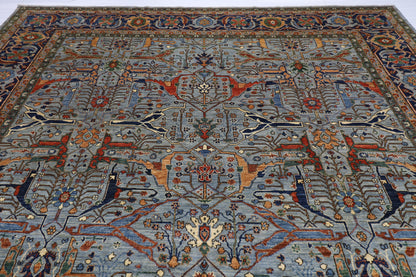 358 x 454 cm | Oriental Bidjar Gray Area Rug Afghan Hand Knotted Veg Dye Wool carpet