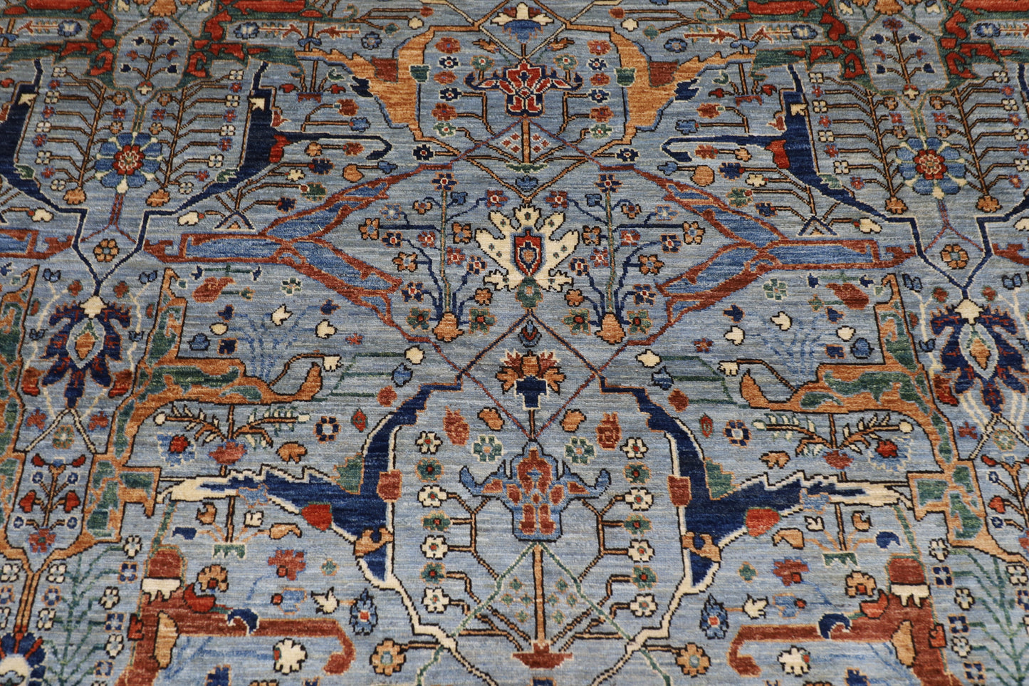 358 x 454 cm | Oriental Bidjar Gray Area Rug Afghan Hand Knotted Veg Dye Wool carpet
