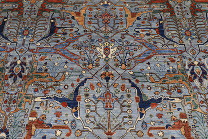 358 x 454 cm | Oriental Bidjar Gray Area Rug Afghan Hand Knotted Veg Dye Wool carpet