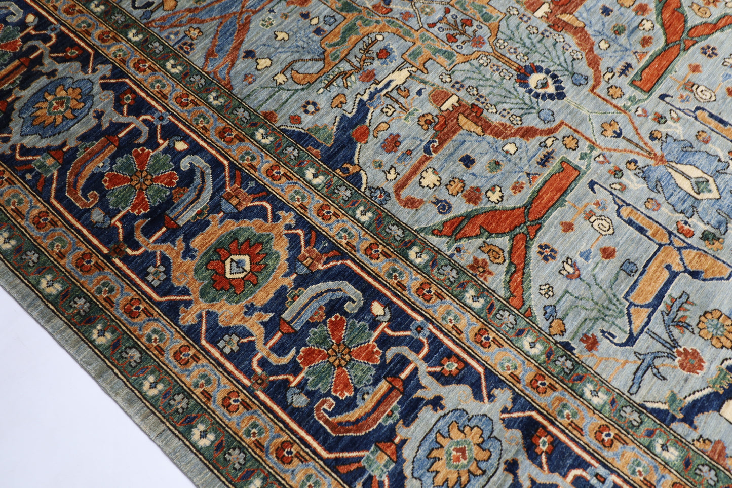 358 x 454 cm | Oriental Bidjar Gray Area Rug Afghan Hand Knotted Veg Dye Wool carpet
