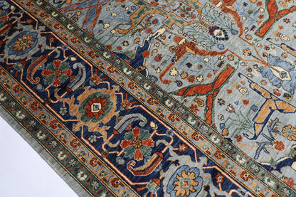 358 x 454 cm | Oriental Bidjar Gray Area Rug Afghan Hand Knotted Veg Dye Wool carpet