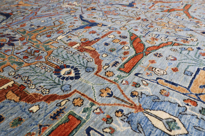 358 x 454 cm | Oriental Bidjar Gray Area Rug Afghan Hand Knotted Veg Dye Wool carpet