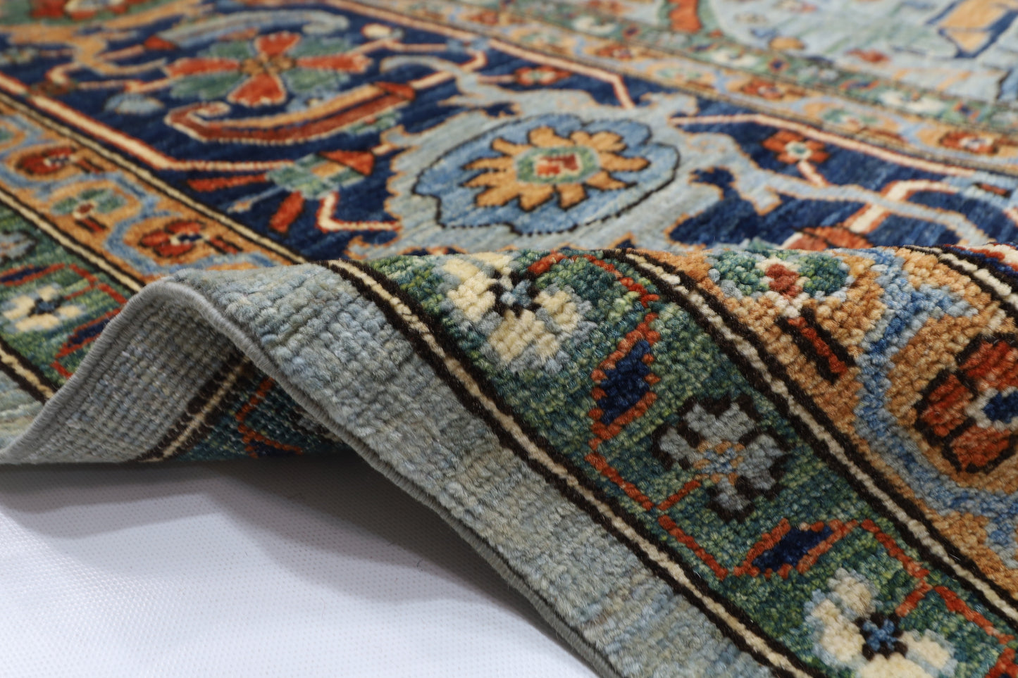 358 x 454 cm | Oriental Bidjar Gray Area Rug Afghan Hand Knotted Veg Dye Wool carpet