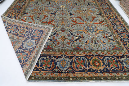 358 x 454 cm | Oriental Bidjar Gray Area Rug Afghan Hand Knotted Veg Dye Wool carpet