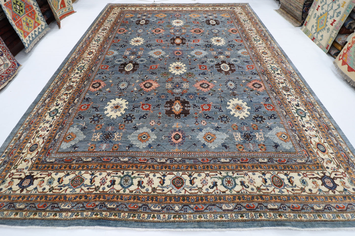 310 x 420 cm | Bidjar Gray Area Rug Afghan Hand Knotted veg Dye Wool carpet