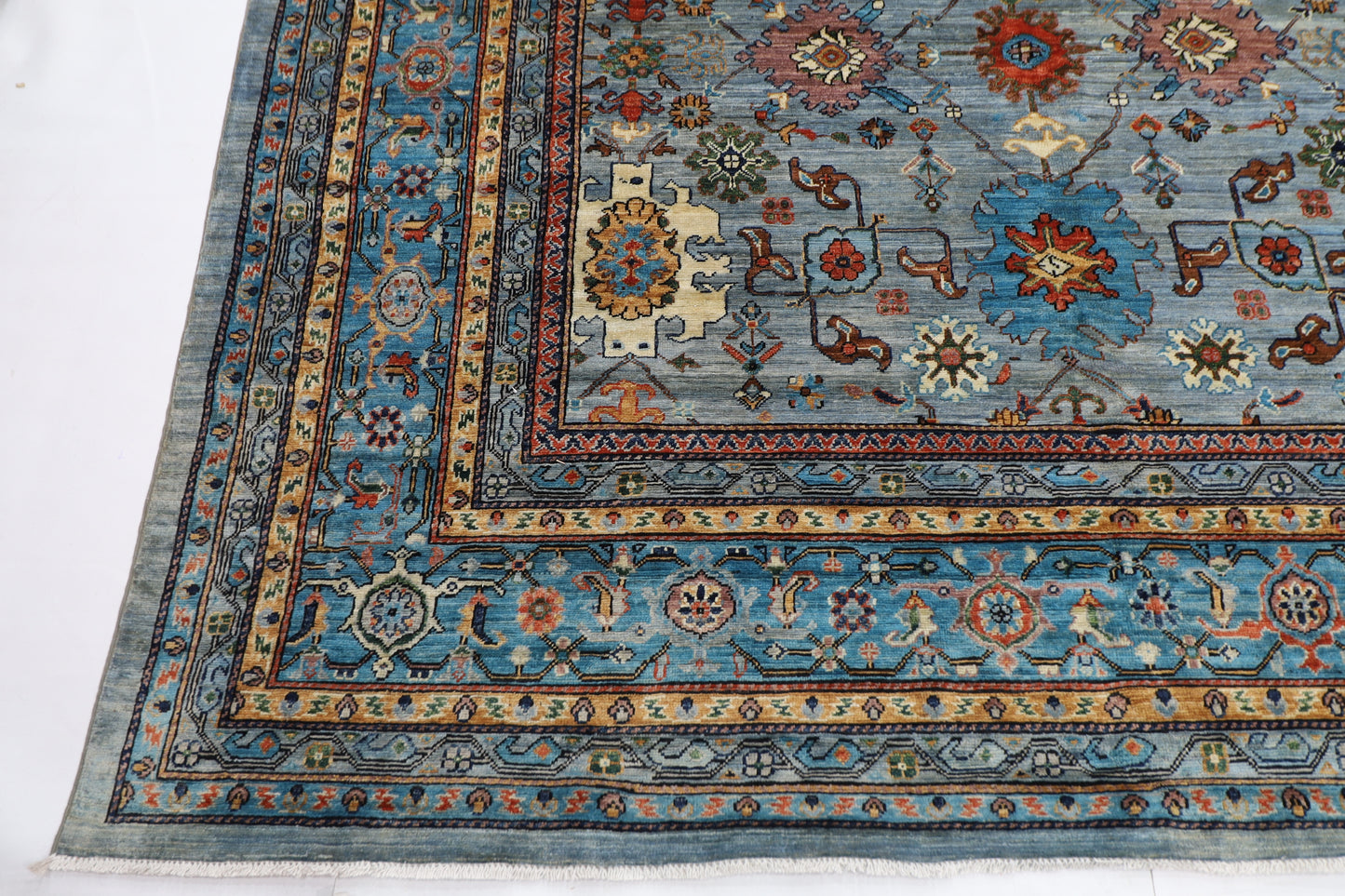 354 x 454 cm | Oriental Bidjar Gray Area Rug Afghan Hand Knotted Veg Dye Wool carpet