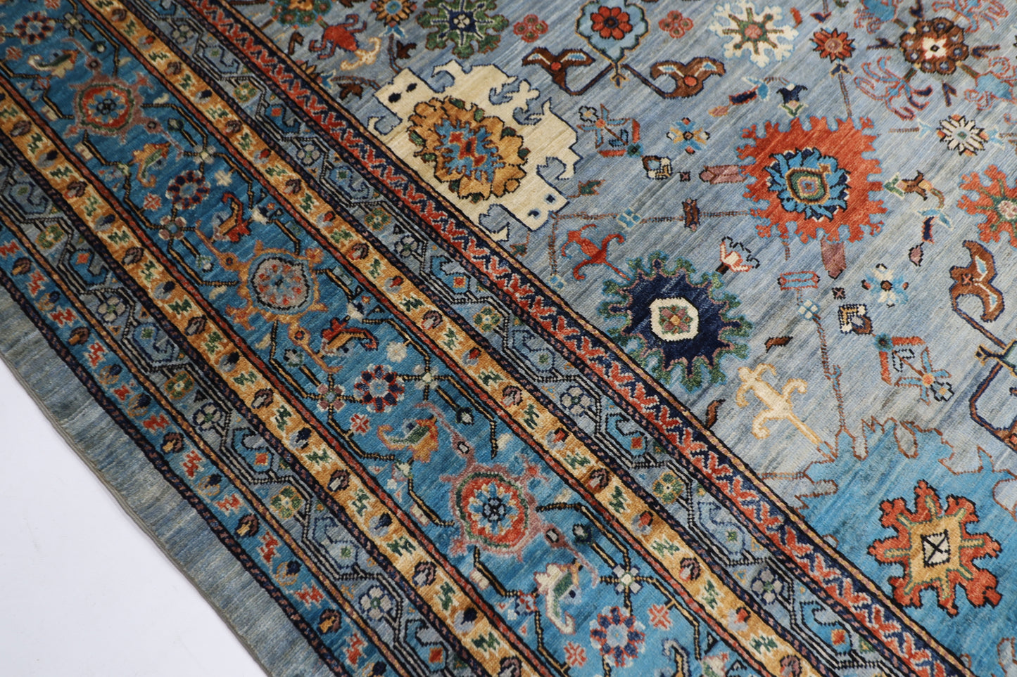354 x 454 cm | Oriental Bidjar Gray Area Rug Afghan Hand Knotted Veg Dye Wool carpet