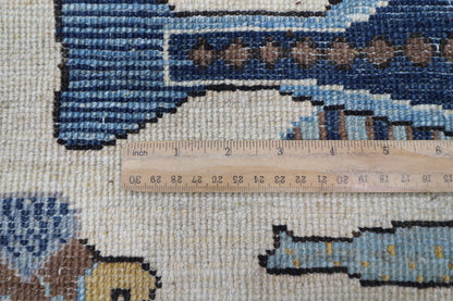 300 x 426 cm | Fish Beige Area Rug Afghan Hand Knotted veg Dye Wool carpet