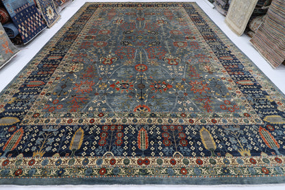 360 x 537 cm | Oriental Floral Gray Area Rug Afghan Hand Knotted Veg Dye Wool carpet