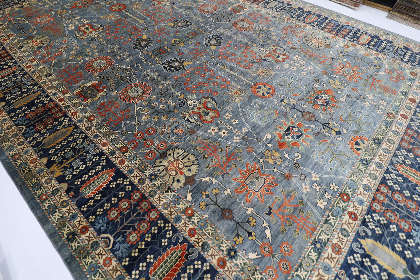 360 x 537 cm | Oriental Floral Gray Area Rug Afghan Hand Knotted Veg Dye Wool carpet