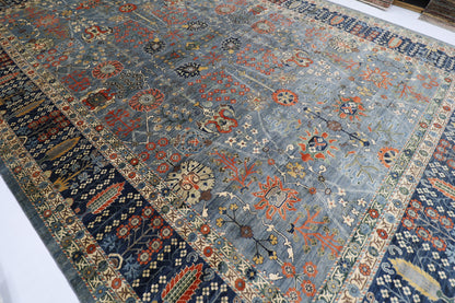 360 x 537 cm | Oriental Floral Gray Area Rug Afghan Hand Knotted Veg Dye Wool carpet