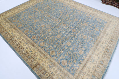 248 x 300 cm | Blue Beige Afghan Tribal Hand Knotted Wool Carpet