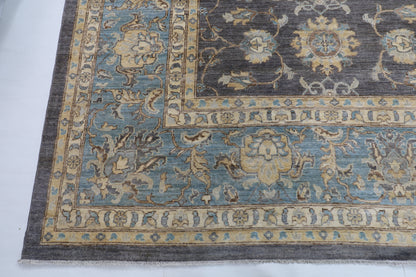 367 x 448 cm | Large Size Tribal Gray Area Rug Afghan Hand Knotted veg Dye Wool carpet