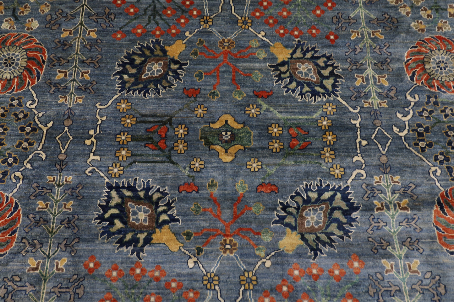 360 x 537 cm | Oriental Floral Gray Area Rug Afghan Hand Knotted Veg Dye Wool carpet