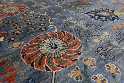 360 x 537 cm | Oriental Floral Gray Area Rug Afghan Hand Knotted Veg Dye Wool carpet