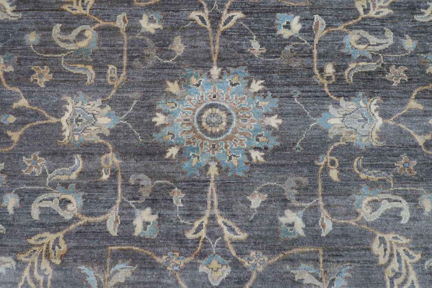 367 x 448 cm | Large Size Tribal Gray Area Rug Afghan Hand Knotted veg Dye Wool carpet