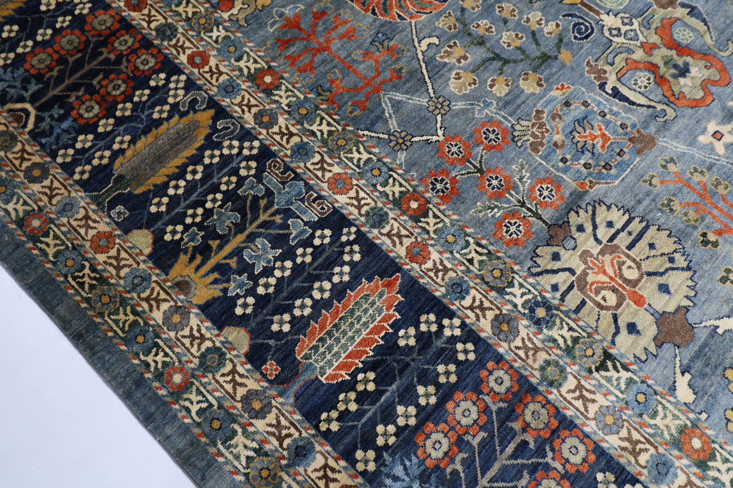 360 x 537 cm | Oriental Floral Gray Area Rug Afghan Hand Knotted Veg Dye Wool carpet