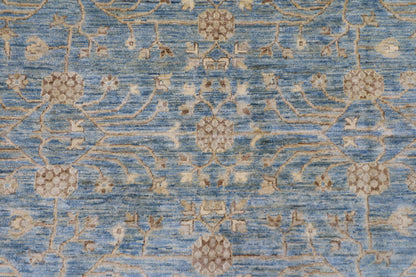 248 x 300 cm | Blue Beige Afghan Tribal Hand Knotted Wool Carpet