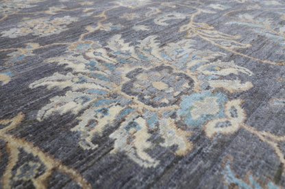 367 x 448 cm | Large Size Tribal Gray Area Rug Afghan Hand Knotted veg Dye Wool carpet