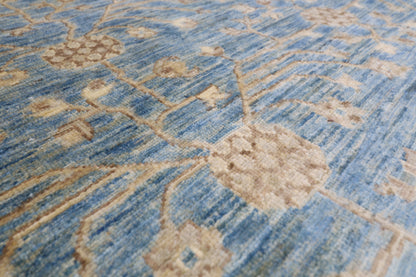 248 x 300 cm | Blue Beige Afghan Tribal Hand Knotted Wool Carpet