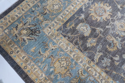 367 x 448 cm | Large Size Tribal Gray Area Rug Afghan Hand Knotted veg Dye Wool carpet