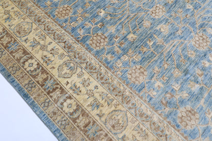 248 x 300 cm | Blue Beige Afghan Tribal Hand Knotted Wool Carpet