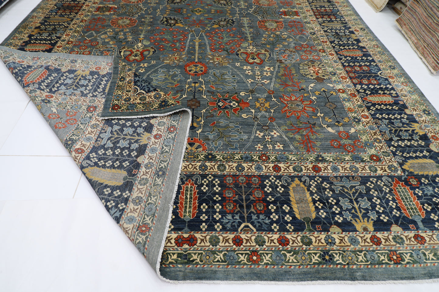 360 x 537 cm | Oriental Floral Gray Area Rug Afghan Hand Knotted Veg Dye Wool carpet