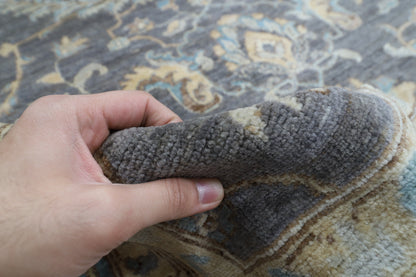 367 x 448 cm | Large Size Tribal Gray Area Rug Afghan Hand Knotted veg Dye Wool carpet