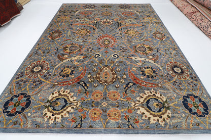 275 x 359 cm | Blue Sickle Leaf Afghan Veg Dye Wool carpet