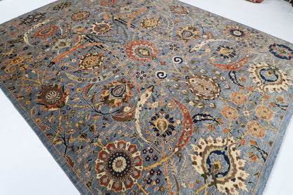 275 x 359 cm | Blue Sickle Leaf Afghan Veg Dye Wool carpet