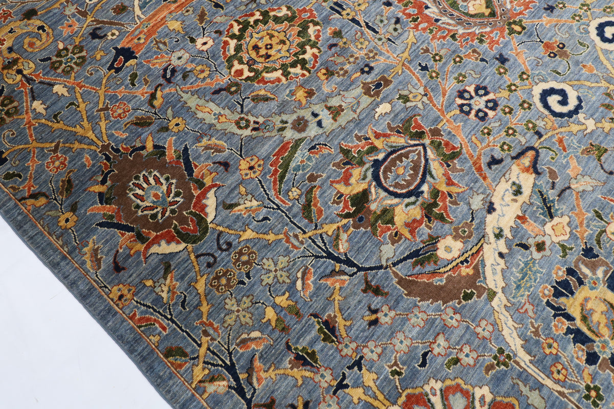 275 x 359 cm | Blue Sickle Leaf Afghan Veg Dye Wool carpet