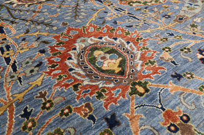 275 x 359 cm | Blue Sickle Leaf Afghan Veg Dye Wool carpet