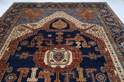 304 x 427 cm |  Heriz Blue Area Rug Afghan Hand Knotted veg Dye Wool carpet