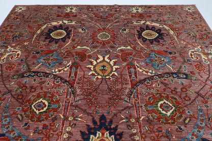 274 x 355 cm | Pink Sickle Leaf Afghan Veg Dye Wool carpet