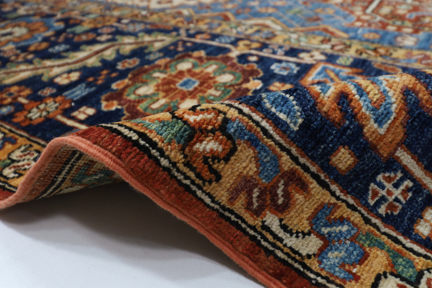 304 x 427 cm |  Heriz Blue Area Rug Afghan Hand Knotted veg Dye Wool carpet