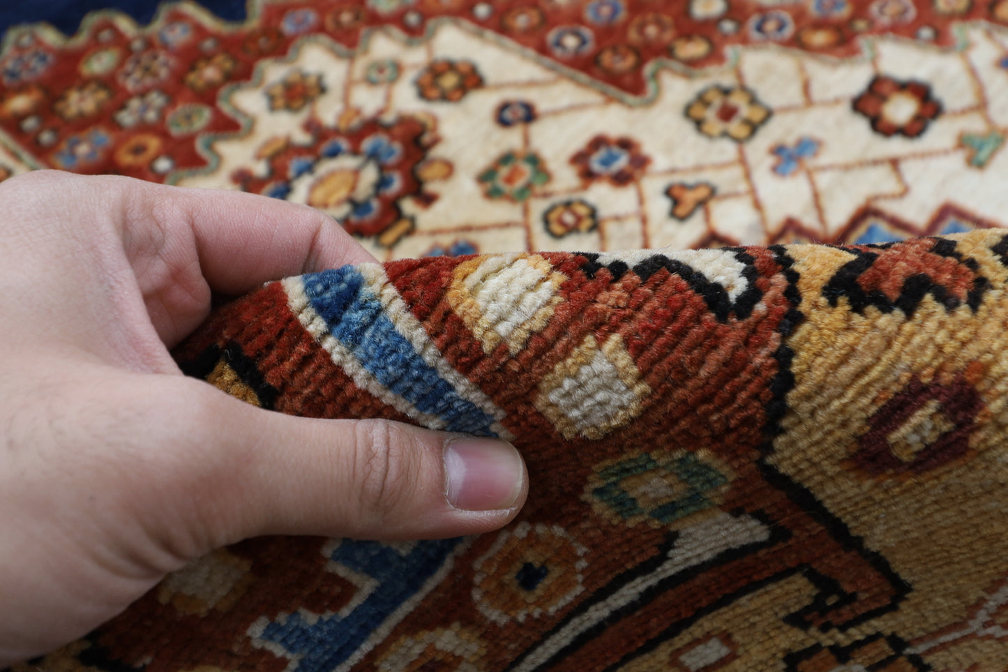 304 x 427 cm |  Heriz Blue Area Rug Afghan Hand Knotted veg Dye Wool carpet