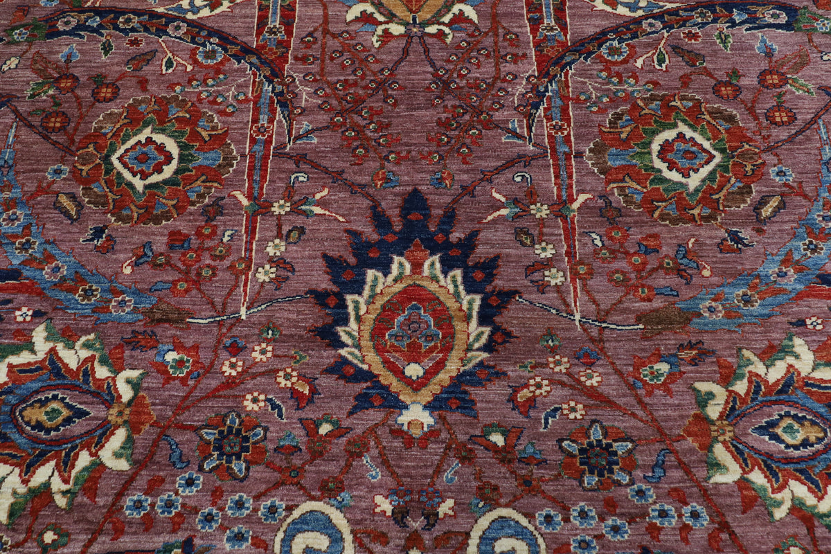 274 x 355 cm | Pink Sickle Leaf Afghan Veg Dye Wool carpet