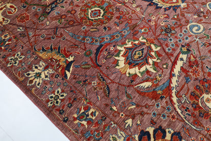 274 x 355 cm | Pink Sickle Leaf Afghan Veg Dye Wool carpet