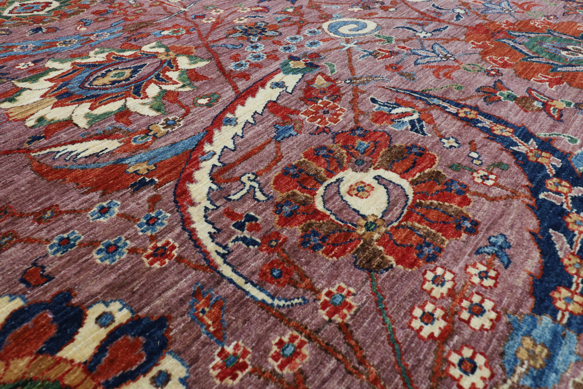 274 x 355 cm | Pink Sickle Leaf Afghan Veg Dye Wool carpet