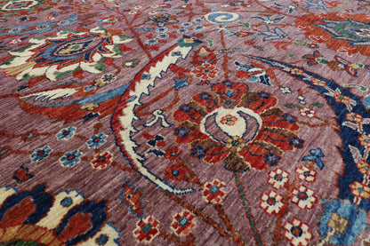 274 x 355 cm | Pink Sickle Leaf Afghan Veg Dye Wool carpet