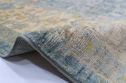 240 x 298 cm | Blue Floral Afghan Tribal Hand Knotted Wool Carpet