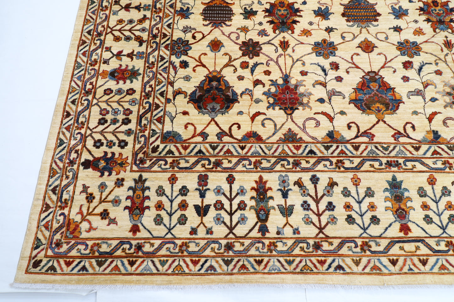 305 x 500 cm | Sultani Beige Area Rug Afghan Hand Knotted veg Dye Wool carpet